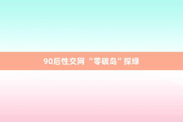 90后性交网 “零碳岛”探绿