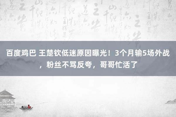 百度鸡巴 王楚钦低迷原因曝光！3个月输5场外战，粉丝不骂反夸，哥哥忙活了